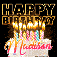 Madison - Animated Happy Birthday Cake GIF for WhatsApp