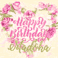 Pink rose heart shaped bouquet - Happy Birthday Card for Madoka