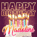 Madoline - Animated Happy Birthday Cake GIF Image for WhatsApp