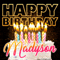 Madyson - Animated Happy Birthday Cake GIF Image for WhatsApp