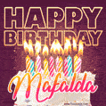 Mafalda - Animated Happy Birthday Cake GIF Image for WhatsApp