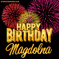 Wishing You A Happy Birthday, Magdolna! Best fireworks GIF animated greeting card.