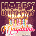 Magdolna - Animated Happy Birthday Cake GIF Image for WhatsApp
