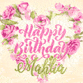 Pink rose heart shaped bouquet - Happy Birthday Card for Mahlia