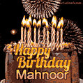 Chocolate Happy Birthday Cake for Mahnoor (GIF)