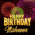 Wishing You A Happy Birthday, Mahnoor! Best fireworks GIF animated greeting card.