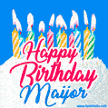 Happy Birthday GIF for Maijor with Birthday Cake and Lit Candles