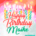 Happy Birthday GIF for Maike with Birthday Cake and Lit Candles