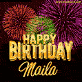 Wishing You A Happy Birthday, Maila! Best fireworks GIF animated greeting card.