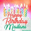 Happy Birthday GIF for Mailani with Birthday Cake and Lit Candles