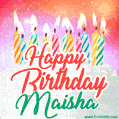 Happy Birthday GIF for Maisha with Birthday Cake and Lit Candles