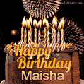 Chocolate Happy Birthday Cake for Maisha (GIF)