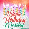 Happy Birthday GIF for Maisley with Birthday Cake and Lit Candles
