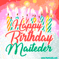 Happy Birthday GIF for Maiteder with Birthday Cake and Lit Candles
