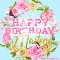 Beautiful Birthday Flowers Card for Maitena with Glitter Animated Butterflies