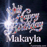 Sparkly animated GIF for Makayla displaying a luxury silver headpiece decorated with rubies and sapphires.
