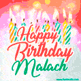 Happy Birthday GIF for Malach with Birthday Cake and Lit Candles