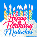 Happy Birthday GIF for Malachai with Birthday Cake and Lit Candles
