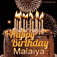 Chocolate Happy Birthday Cake for Malaiya (GIF)