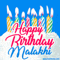 Happy Birthday GIF for Malakhi with Birthday Cake and Lit Candles