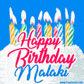 Happy Birthday GIF for Malaki with Birthday Cake and Lit Candles