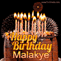 Chocolate Happy Birthday Cake for Malakye (GIF)