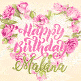 Pink rose heart shaped bouquet - Happy Birthday Card for Malana