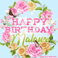 Beautiful Birthday Flowers Card for Malaya with Animated Butterflies
