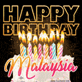 Malaysia - Animated Happy Birthday Cake GIF Image for WhatsApp