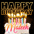 Maleek - Animated Happy Birthday Cake GIF for WhatsApp