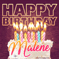 Malene - Animated Happy Birthday Cake GIF Image for WhatsApp