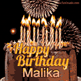 Chocolate Happy Birthday Cake for Malika (GIF)