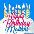 Happy Birthday GIF for Malikhi with Birthday Cake and Lit Candles