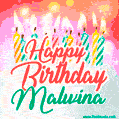 Happy Birthday GIF for Malwina with Birthday Cake and Lit Candles