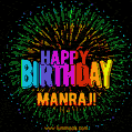 New Bursting with Colors Happy Birthday Manraj GIF and Video with Music