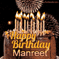 Chocolate Happy Birthday Cake for Manreet (GIF)