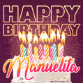Manuelita - Animated Happy Birthday Cake GIF Image for WhatsApp