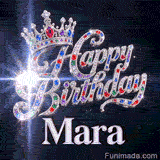 Sparkling diamonds and colorful gems highlighting a royal silver tiara and cursive lettering custom-made for Mara.