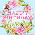 Beautiful Birthday Flowers Card for Marcelina with Animated Butterflies