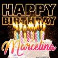 Marcelina - Animated Happy Birthday Cake GIF Image for WhatsApp