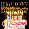 Margaret - Animated Happy Birthday Cake GIF Image for WhatsApp