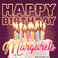 Margarete - Animated Happy Birthday Cake GIF Image for WhatsApp