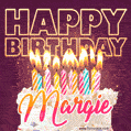 Margie - Animated Happy Birthday Cake GIF Image for WhatsApp