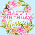 Beautiful Birthday Flowers Card for Mariajose with Animated Butterflies
