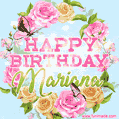 Beautiful Birthday Flowers Card for Mariana with Animated Butterflies