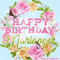 Beautiful Birthday Flowers Card for Mariangel with Animated Butterflies