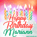 Happy Birthday GIF for Mariann with Birthday Cake and Lit Candles
