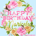 Beautiful Birthday Flowers Card for Maricela with Animated Butterflies