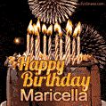 Chocolate Happy Birthday Cake for Maricella (GIF)