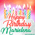 Happy Birthday GIF for Marielena with Birthday Cake and Lit Candles